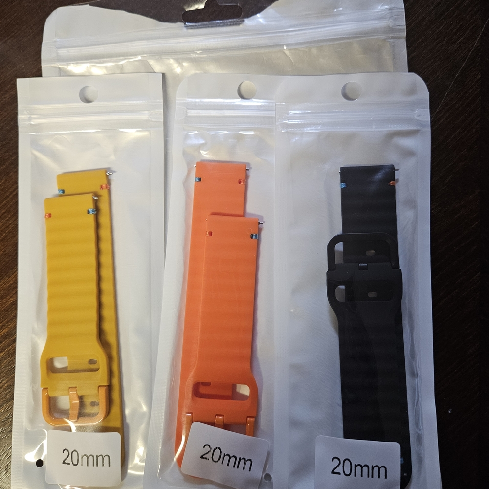 Set of Three 20mm Watch Bands - Yellow, Orange, Black